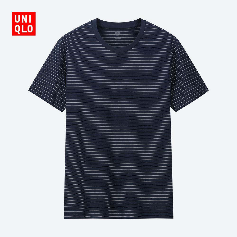 限尺码:uniqlo 优衣库 男士条纹t恤 藏青色