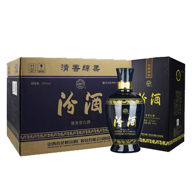 汾酒 53度 蓝汾(仿蓝瓷 475ml*6瓶 整箱 清香型白酒